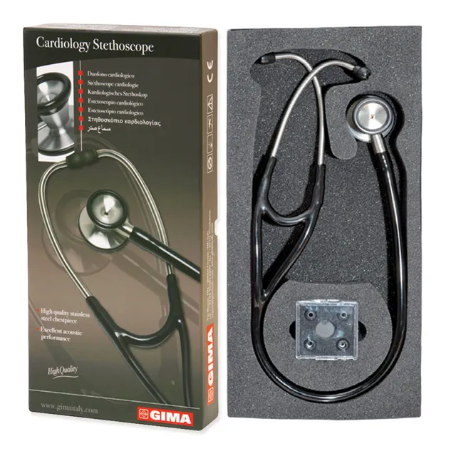 gima-32552-stetoscopio-duofono-classic-cardiologico-lira-nero-acciaio-inox image 1