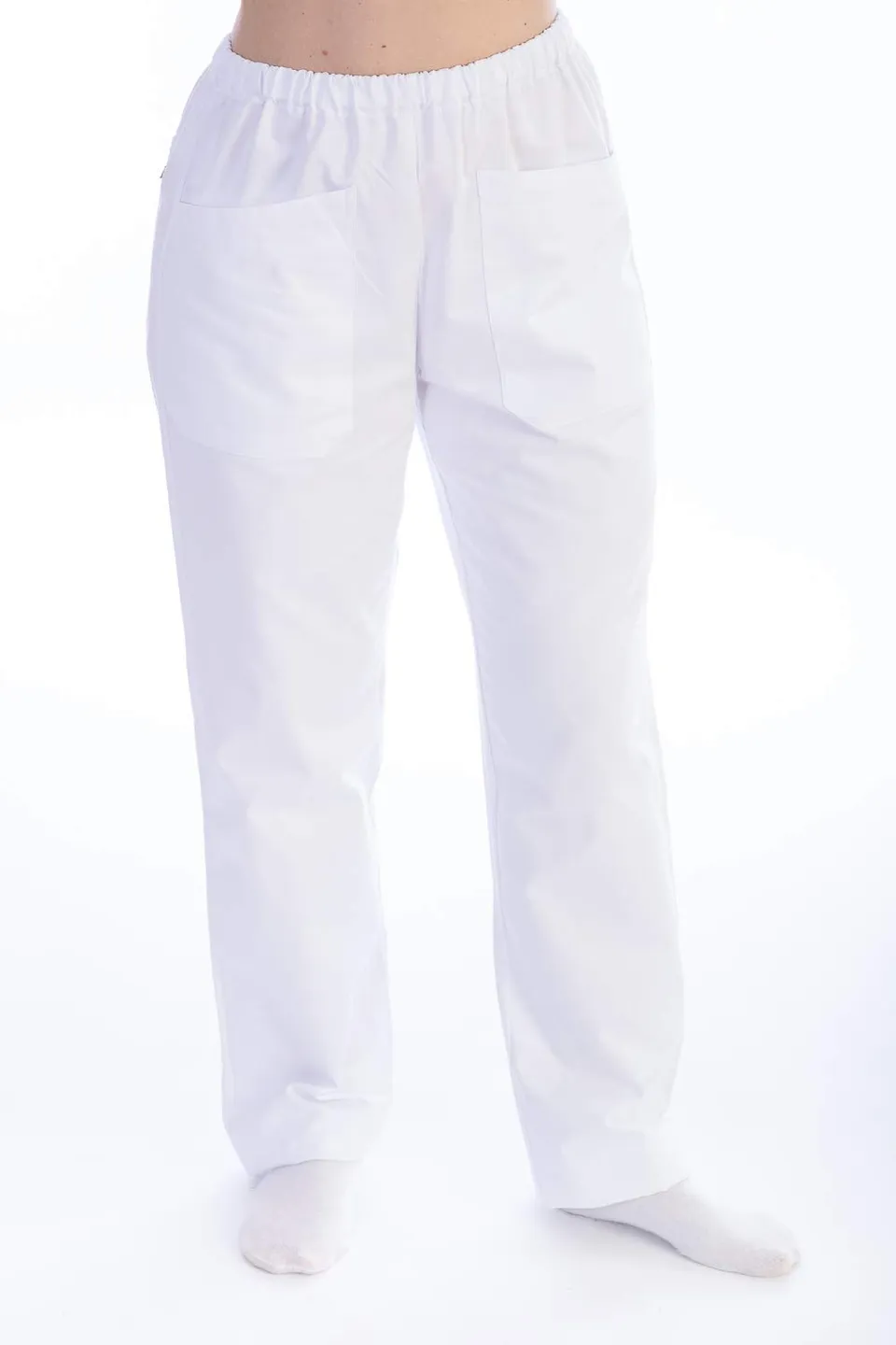 gima-pantalone-da-divisa-ospedaliera-cotone-e-poliestere-bianco-elastico-in-vita image 1