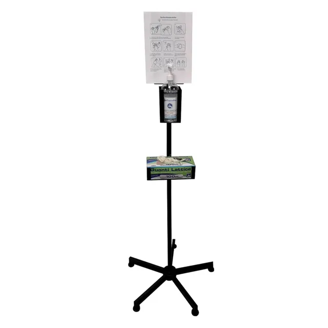 piantana-porta-dispenser-e-guanti-gima-titanox-in-acciaio-nero image 1
