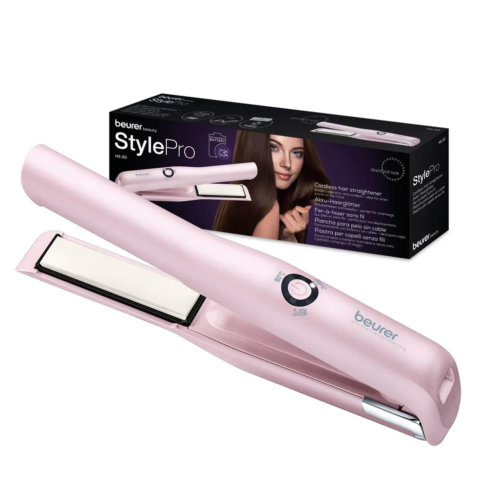 beurer-hs-20-piastra-per-capelli-senza-fili-3-temperature-ricaricabile-usb-rosa image 1