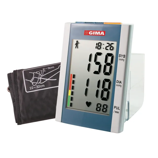 gima-32803-sfigmomanometro-digitale-domino-con-orologio-da-tavolo-e-allarmi image 1