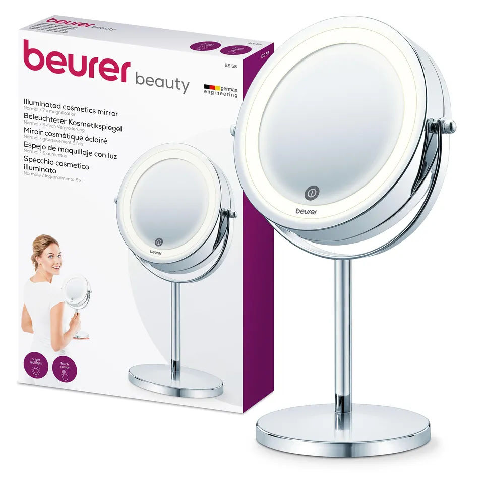 specchio-cosmetico-illuminato-a-led-beurer-bs-55-con-ingrandimento-7x-touch-rego image 1