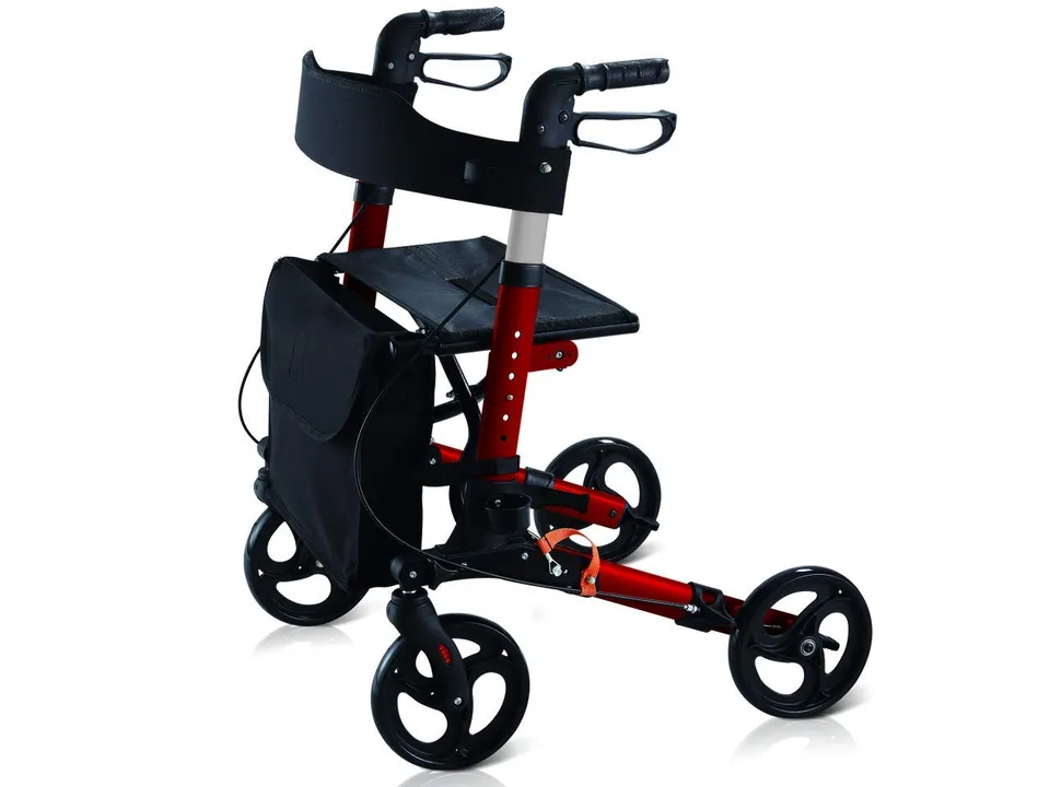 gima-deambulatore-compact-pieghevole-in-alluminio-con-sedile-e-portabastone-ross image 1