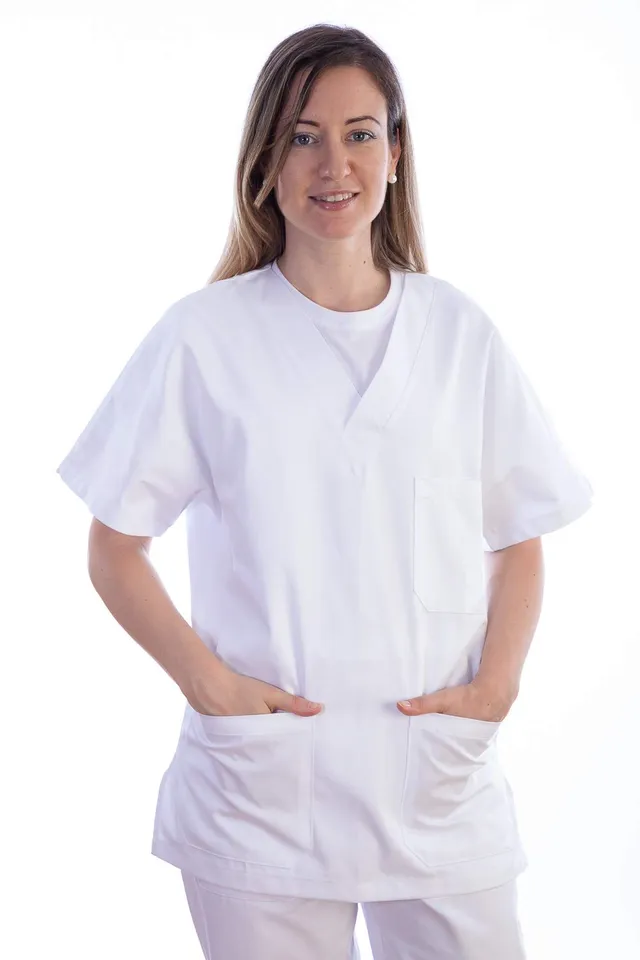 gima-21432-casacca-ospedaliera-unisex-taglia-s-in-cotone-poliestere-bianca image 1