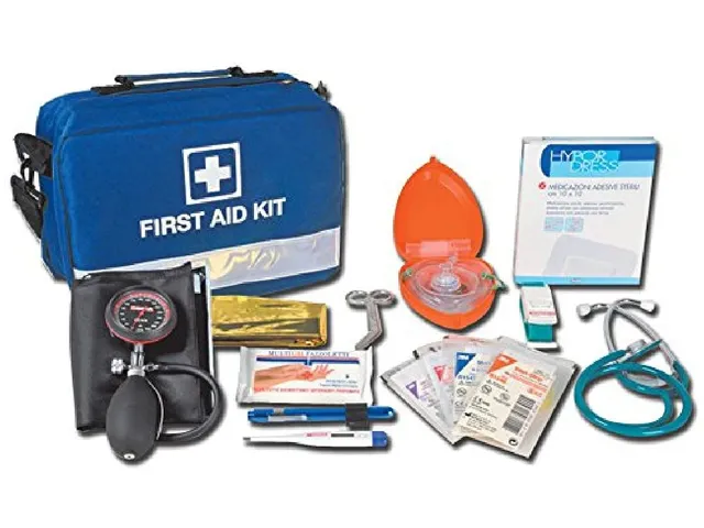 gima-borsa-primo-soccorso-31x22x11cm-con-kit-completo-sfigmo-stetoscopio-mascher image 1
