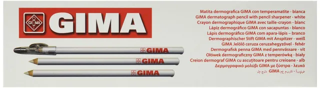 gima-matita-dermatologica-bianca-6-matite-dermografiche-con-temperino-dispositiv image 1