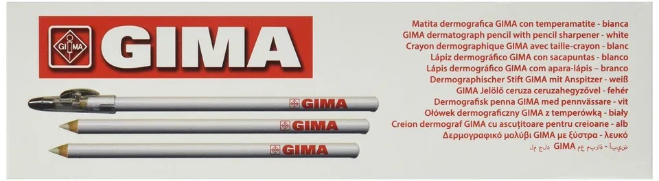 gima-matita-dermatologica-bianca-6-matite-dermografiche-con-temperino-dispositiv image 1