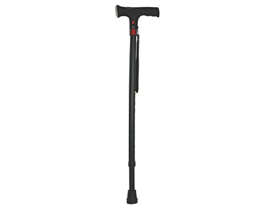 gima-43050-bastone-da-passeggio-con-luce-di-sicurezza-e-allarme-nero image 1