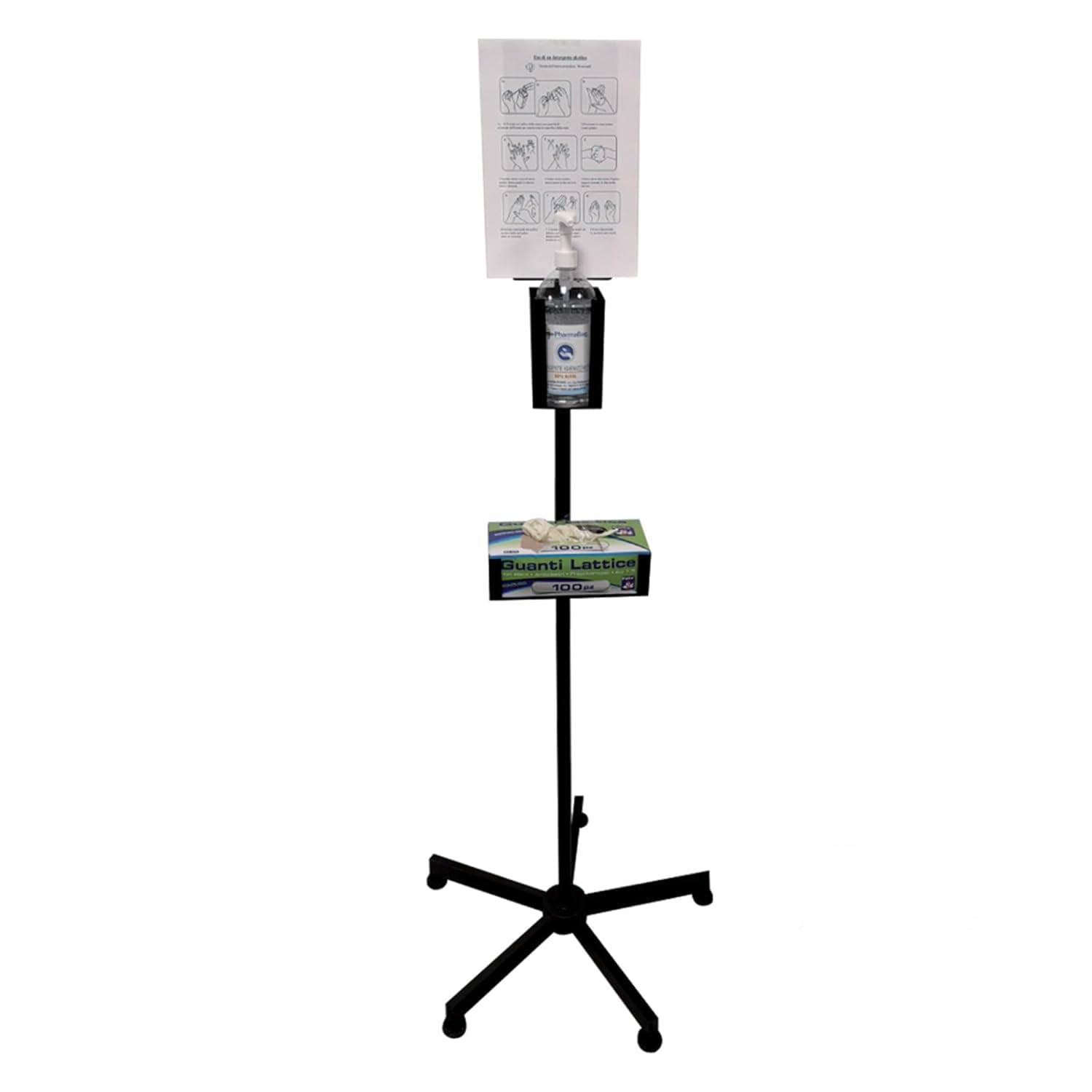 piantana-porta-dispenser-e-guanti-gima-titanox-in-acciaio-nero image 1