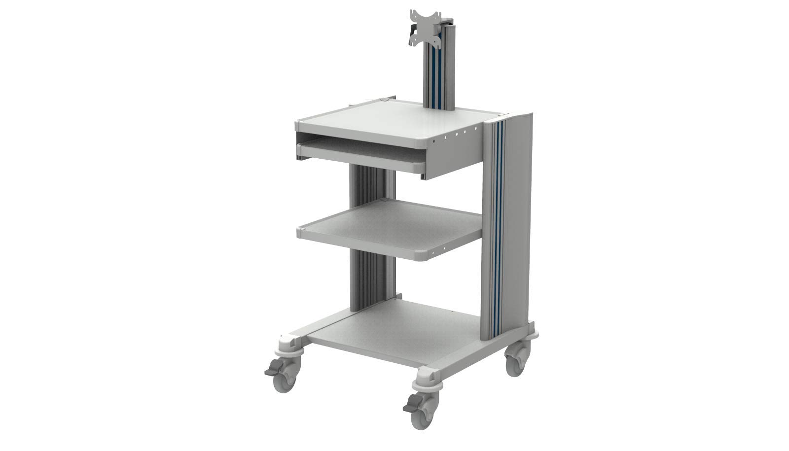 gima-27887-carrello-professionale-a-2-ripiani-con-tastiera-e-supporto-monitor image 2