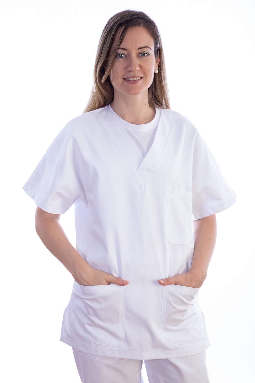 gima-21432-casacca-ospedaliera-unisex-taglia-s-in-cotone-poliestere-bianca image 1