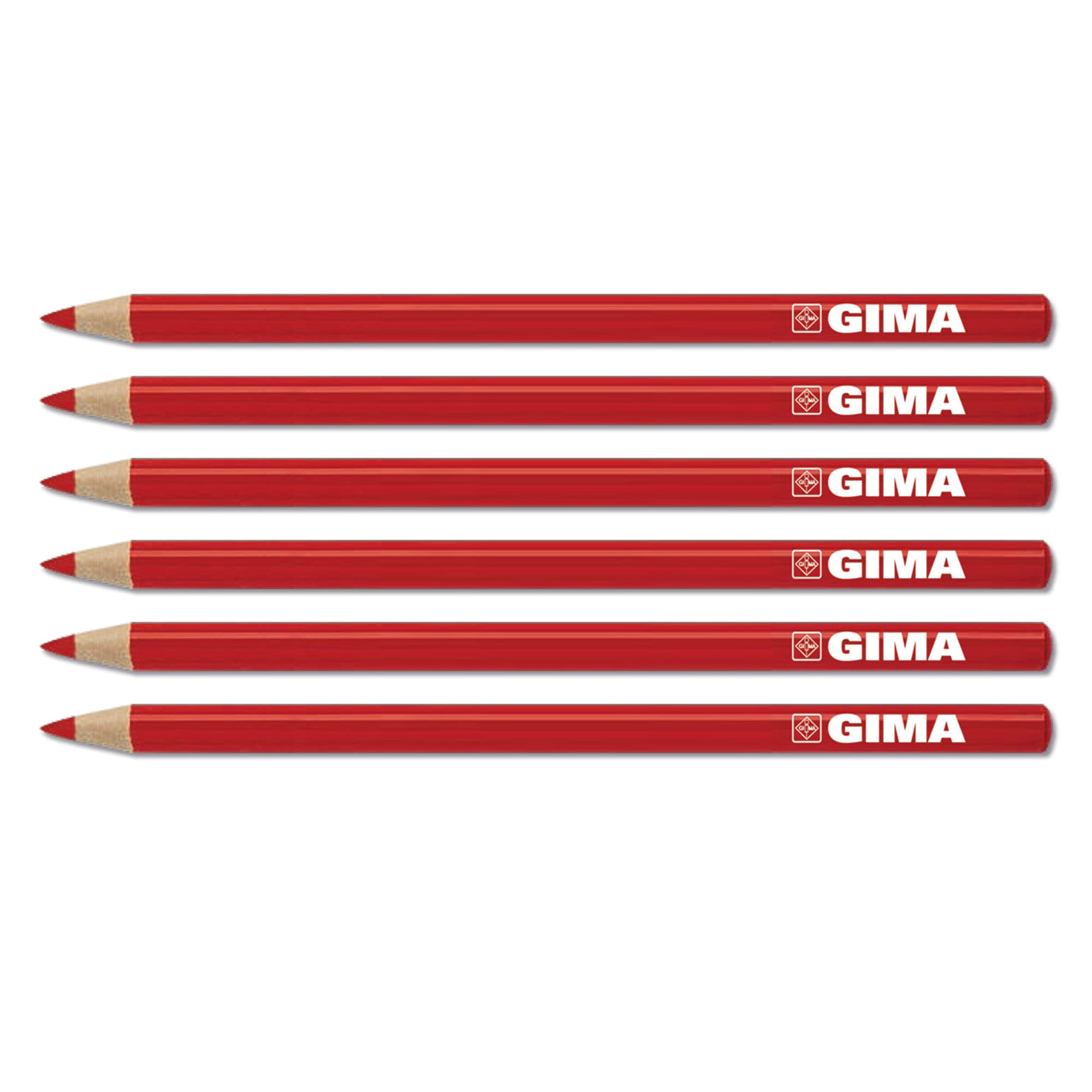 gima-matita-dermatologica-rossa-confezione-da-6-matite-con-temperino-dispositivo image 1