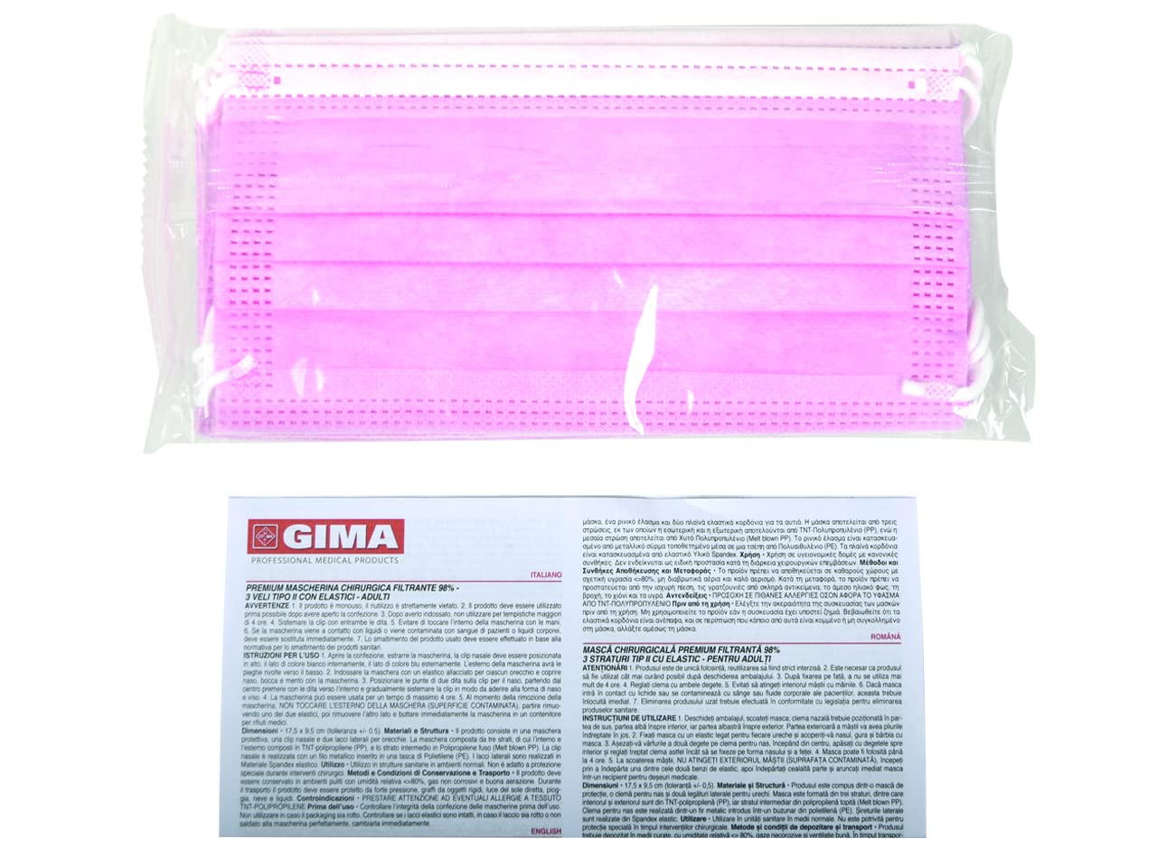 gima-premium-mascherina-chirurgica-3-veli-tipo-ii-rosa-50-pz-sostituto-cod-20697 image 4
