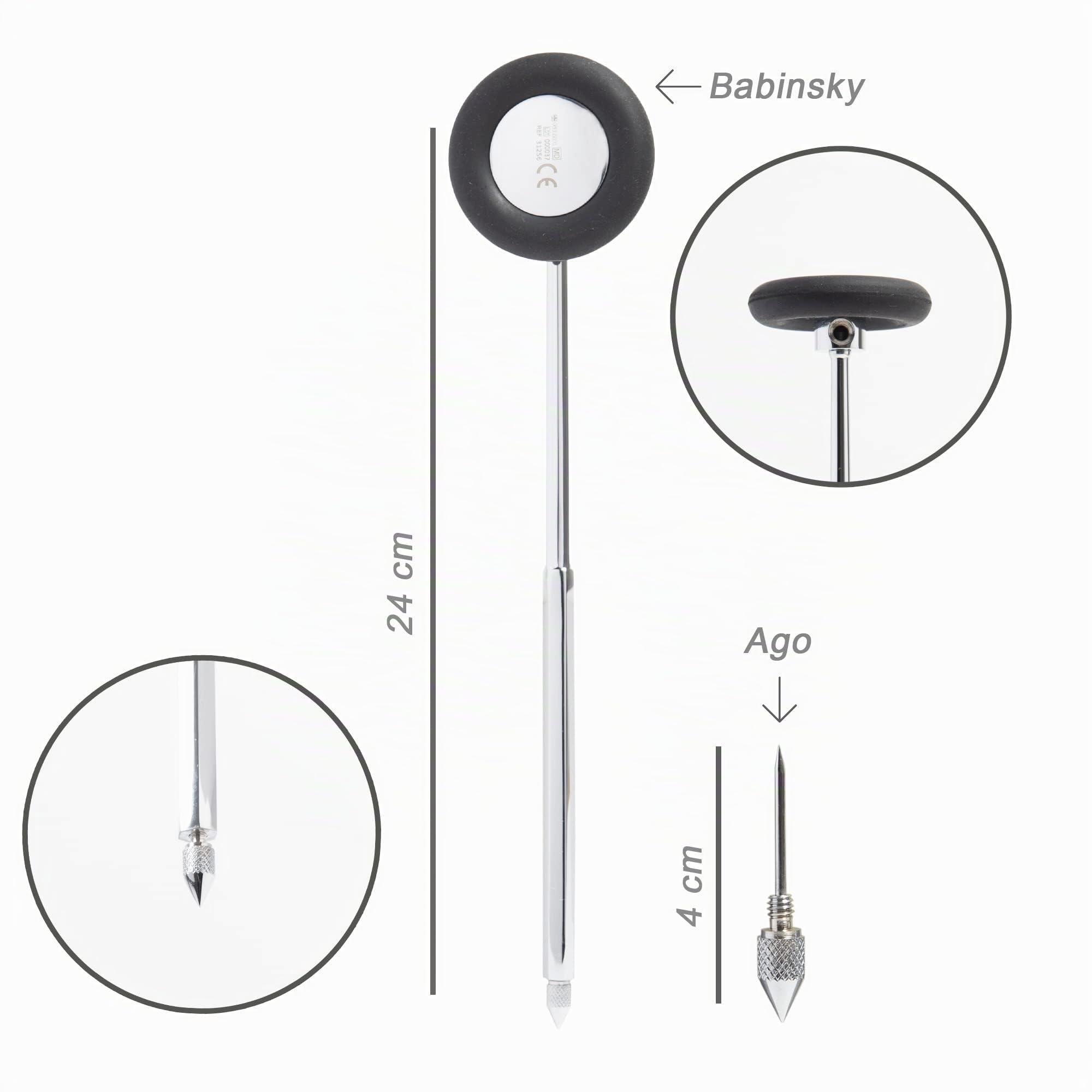 gima-31256-martello-neurologico-babinsky-in-ottone-cromato-con-ago image 3