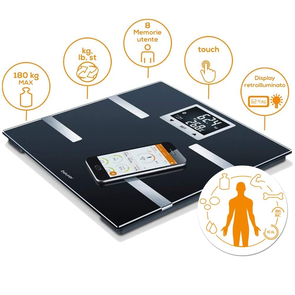 beurer-bf-720-bilancia-diagnostica-bluetooth-con-app-8-utenti-display-lcd-nero image 4