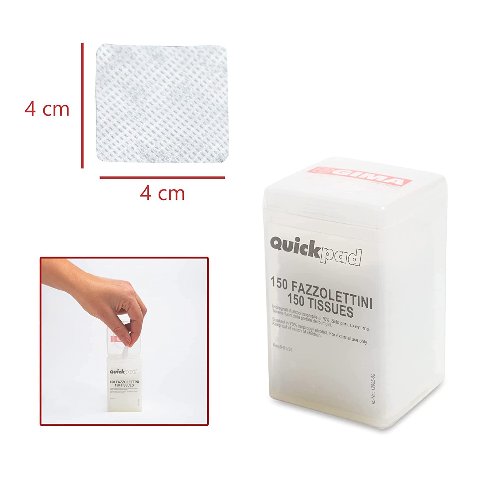 gima-36601-dispenser-fazzolettini-imbevuti-di-alcool-isopropile-70-150-pz image 3
