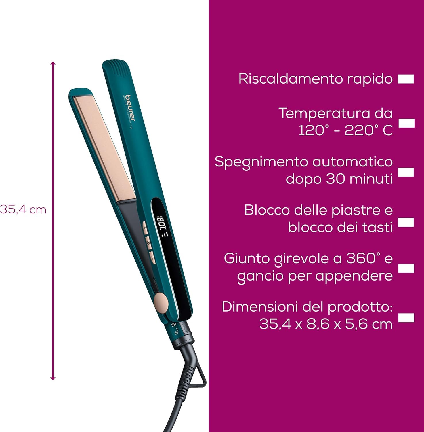 beurer-hs-50-ocean-piastra-per-capelli-in-ceramica-cheratina-con-display-led-e-t image 7
