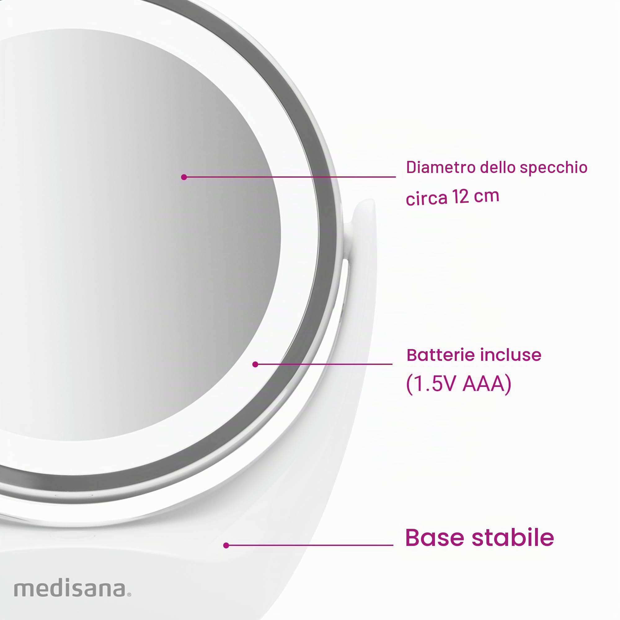 medisana-cm-835-specchio-cosmetico-con-luce-led-ingrandimento-5x-girevole-360 image 5