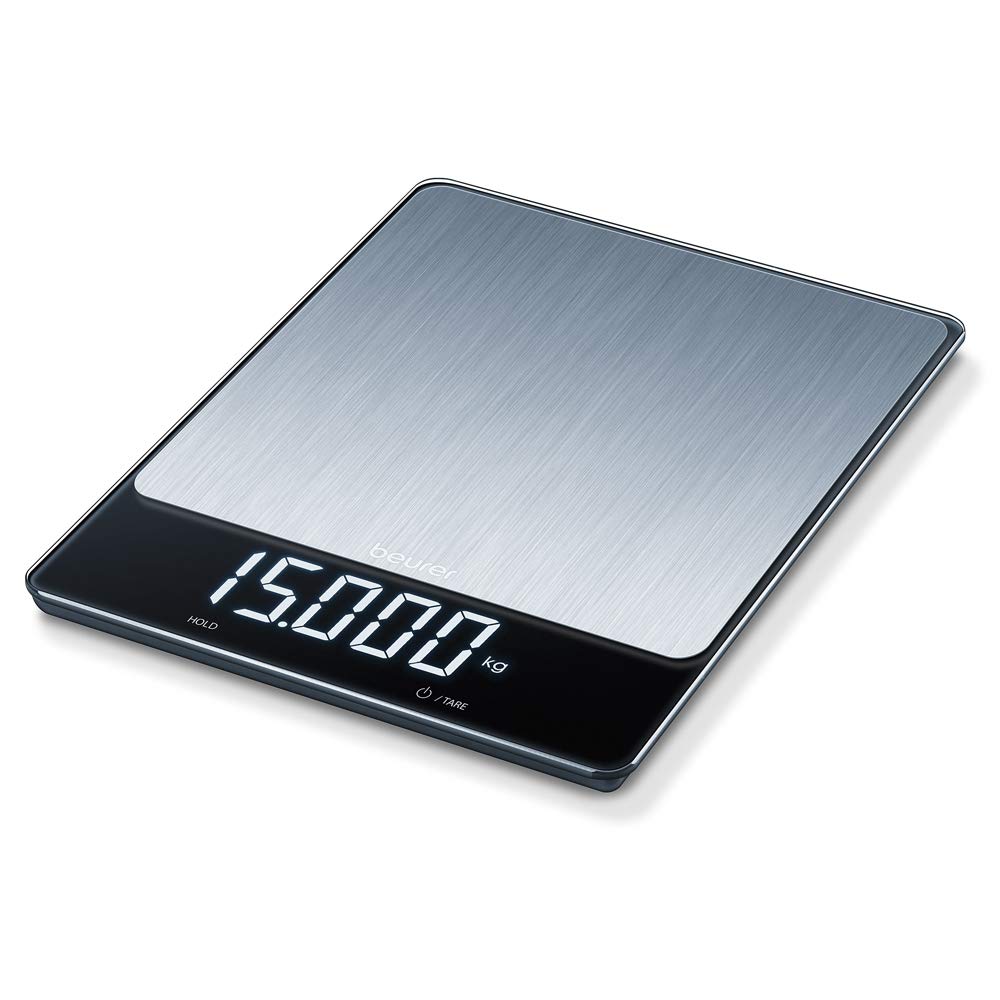 beurer-bilancia-da-cucina-digitale-in-acciaio-inox-da-15-kg-con-display-led-e-fu image 1