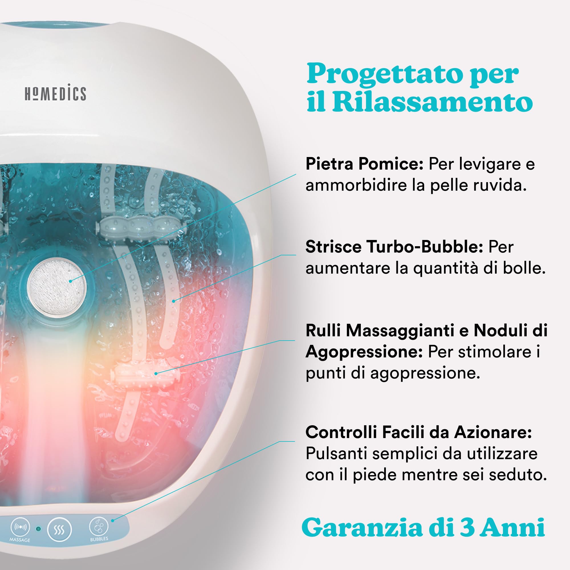 homedics-pediluvio-massaggiatore-piedi-4-in-1-con-idromassaggio-magnetoterapia-e image 2