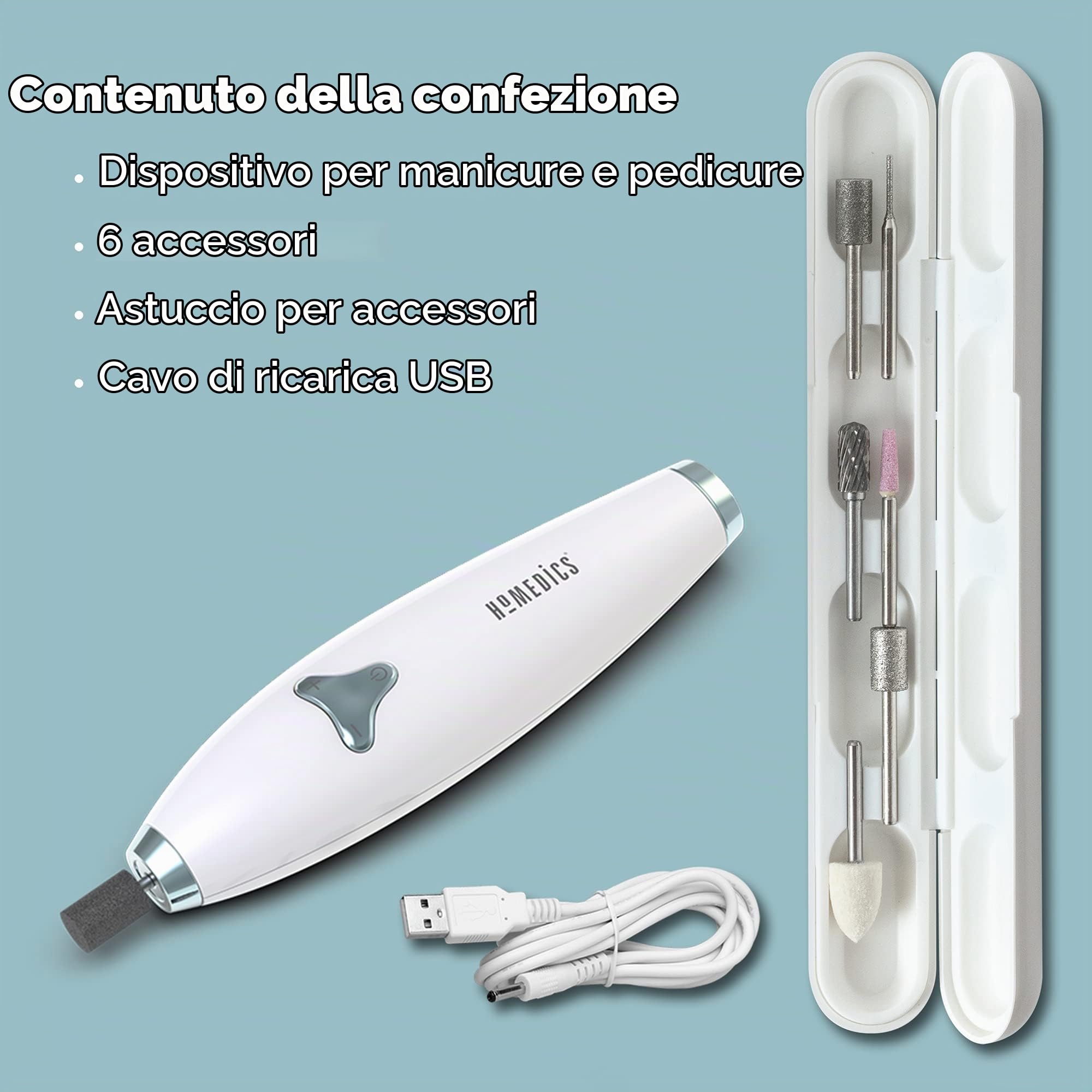 homedics-set-manicure-e-pedicure-elettrico-6-in-1-ricaricabile-con-8-velocit image 8