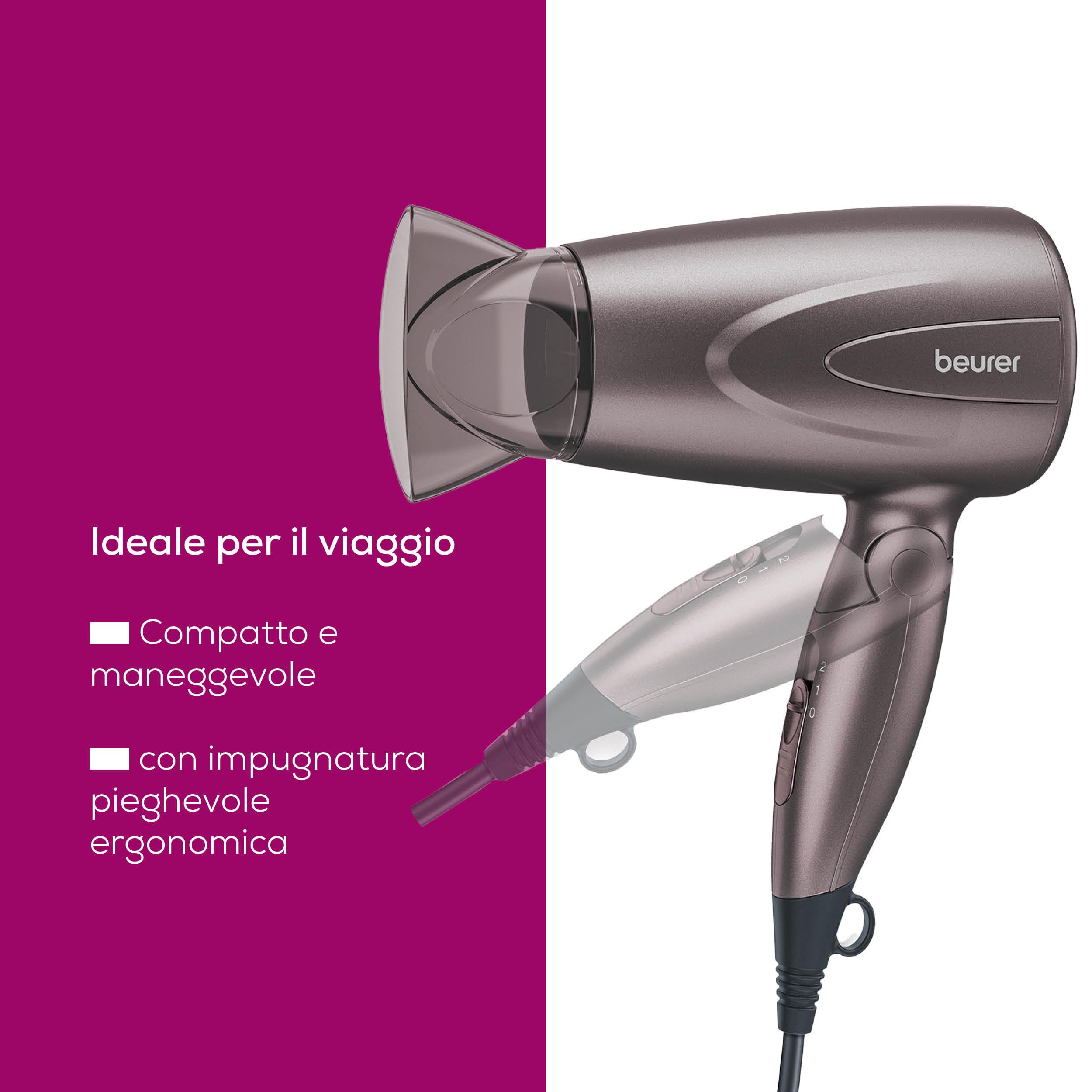beurer-hc-17-asciugacapelli-compatto-e-pieghevole-1300-watt-con-bocchetta-profes image 3
