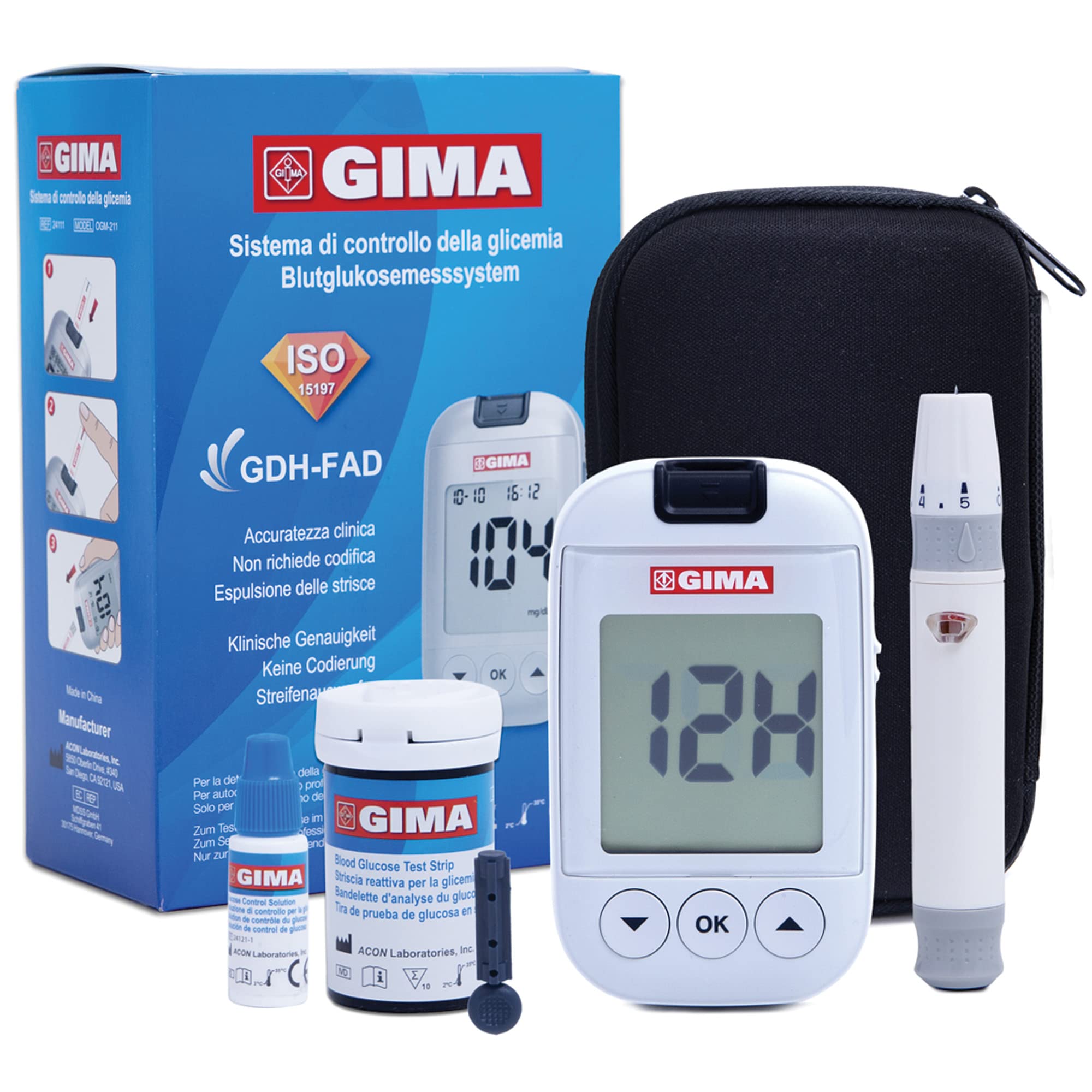 gima-glucometro-kg-101-kit-completo-per-monitoraggio-glicemia-10-strisce-soluzio image 1