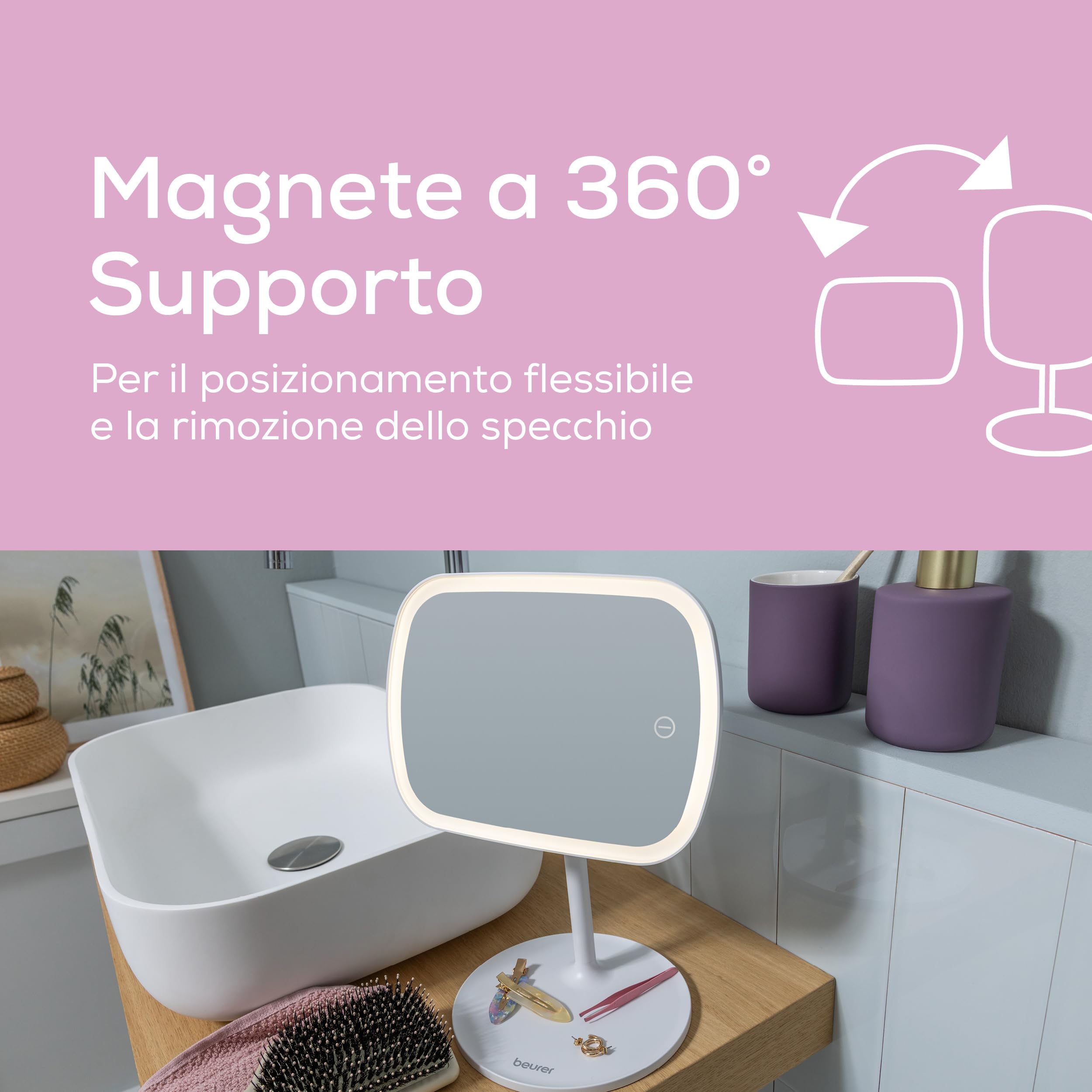 beurer-bs-47-specchio-cosmetico-led-ricaricabile-con-supporto-magnetico-360 image 5