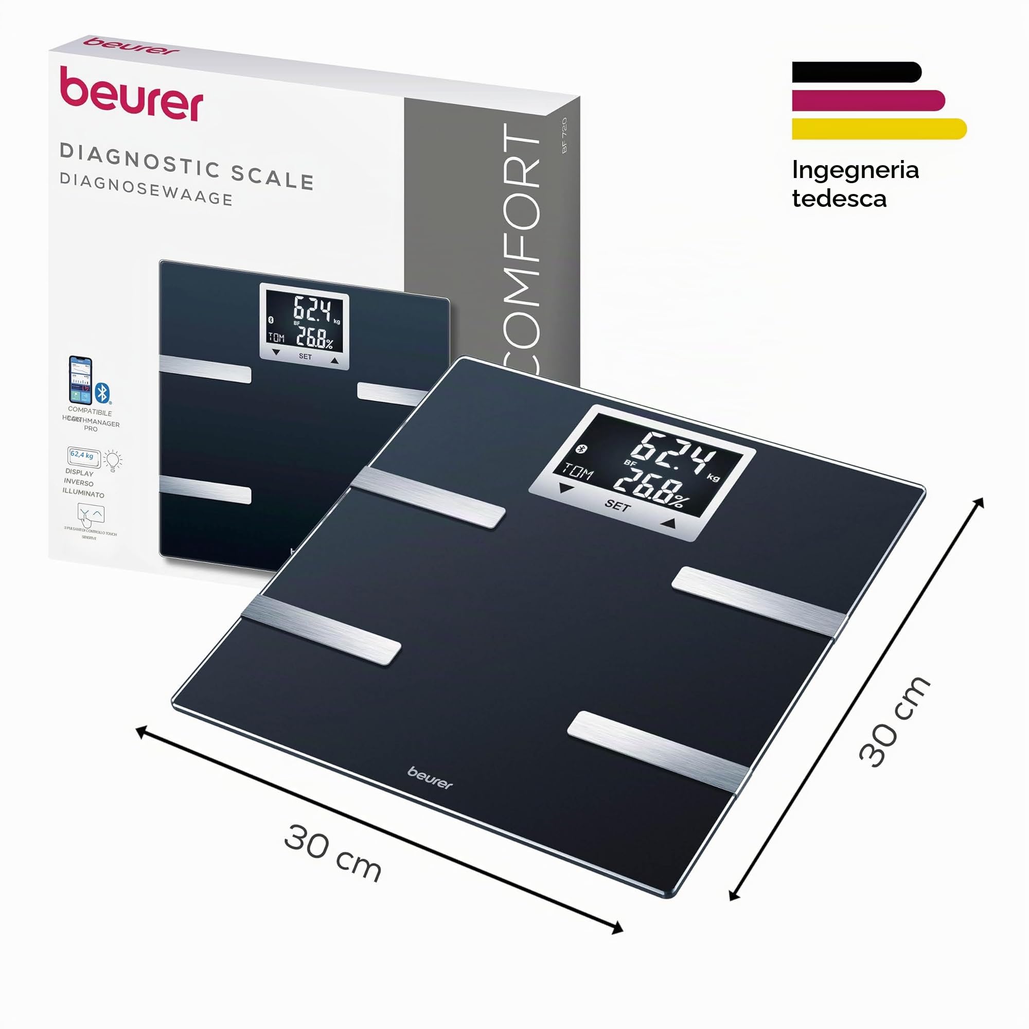 beurer-bf-720-bilancia-diagnostica-bluetooth-con-app-8-utenti-display-lcd-nero image 5