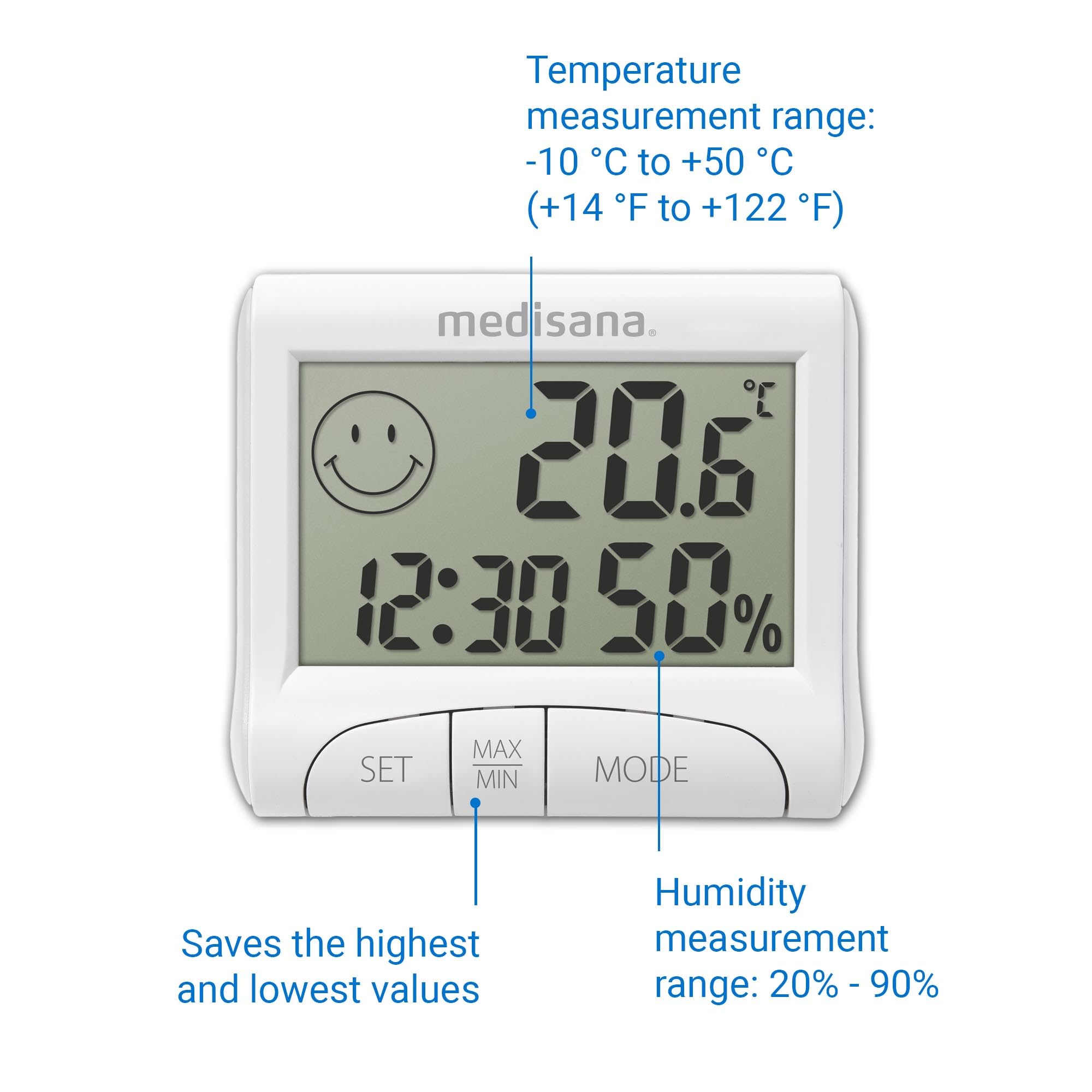 medisana-hg-100-igrometro-digitale-con-termometro-ambiente-indicatore-comfort-me image 5