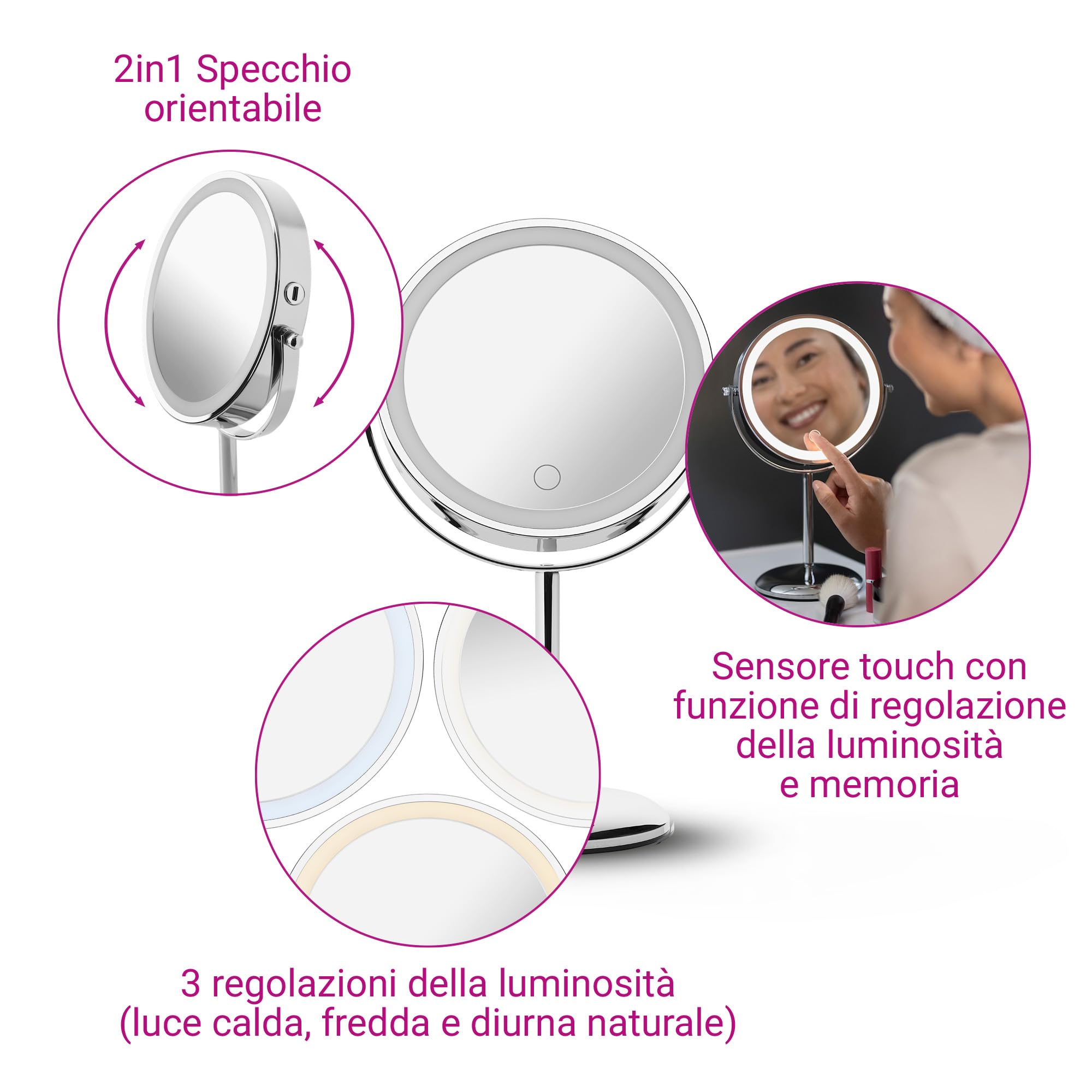 medisana-cm-844-specchio-trucco-con-luce-led-ingrandimento-7x-superfici-rotanti- image 4