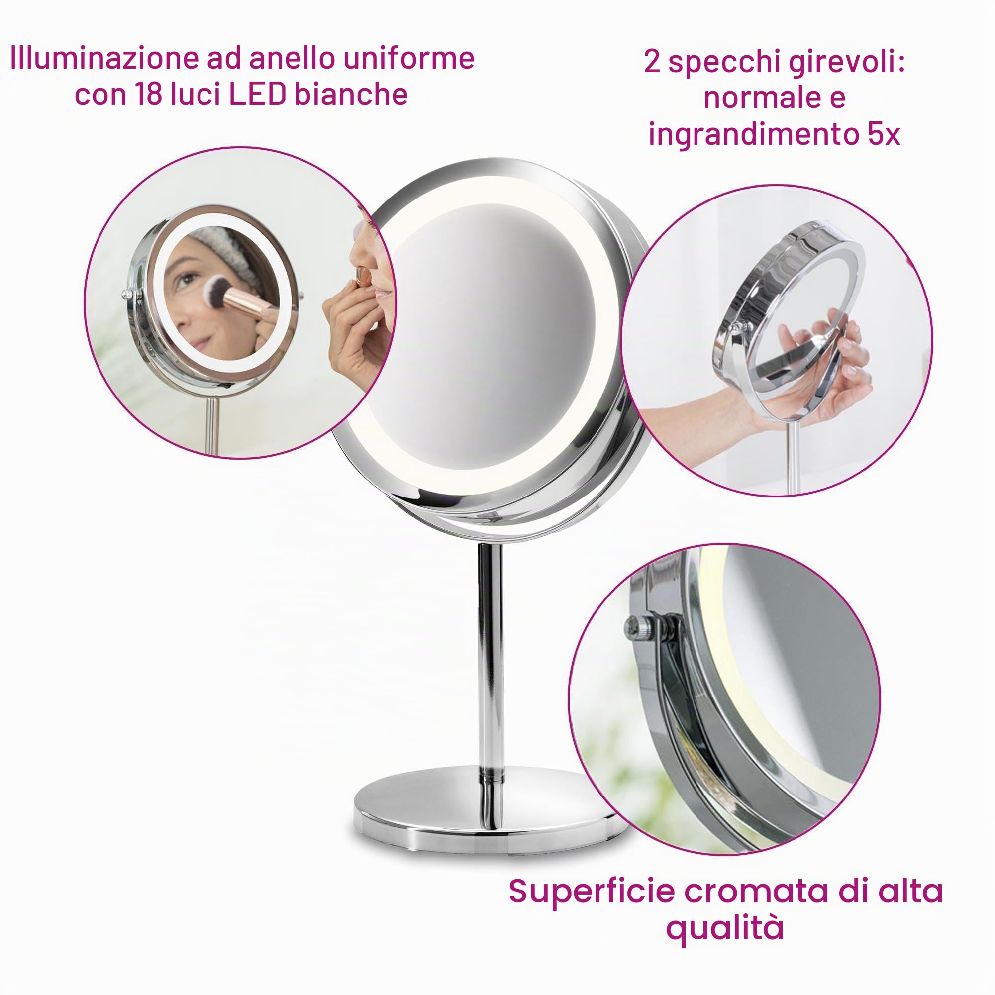 medisana-cm-840-specchio-cosmetico-con-led-e-ingrandimento-5x-doppia-faccia-gire image 4