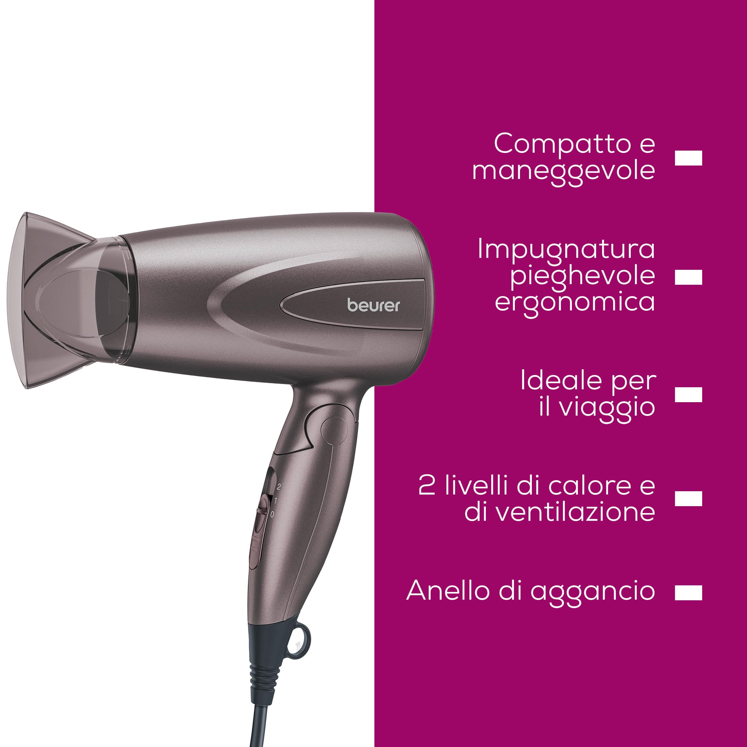 beurer-hc-17-asciugacapelli-compatto-e-pieghevole-1300-watt-con-bocchetta-profes image 6