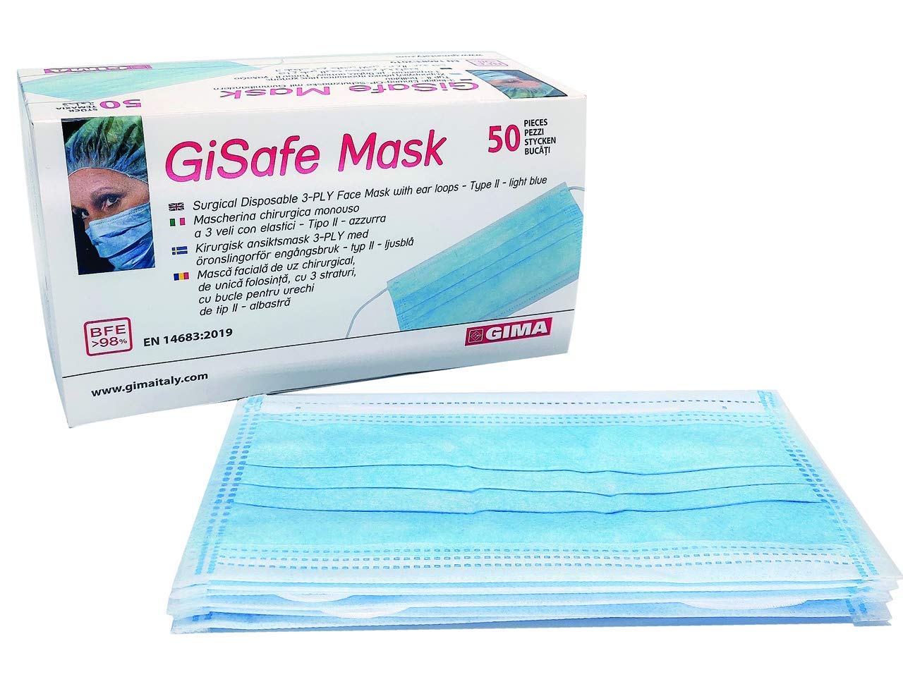 gima-gisafe-mascherine-chirurgiche-tipo-iir-50-pezzi-blu-3-veli-con-elastici-e-n image 4
