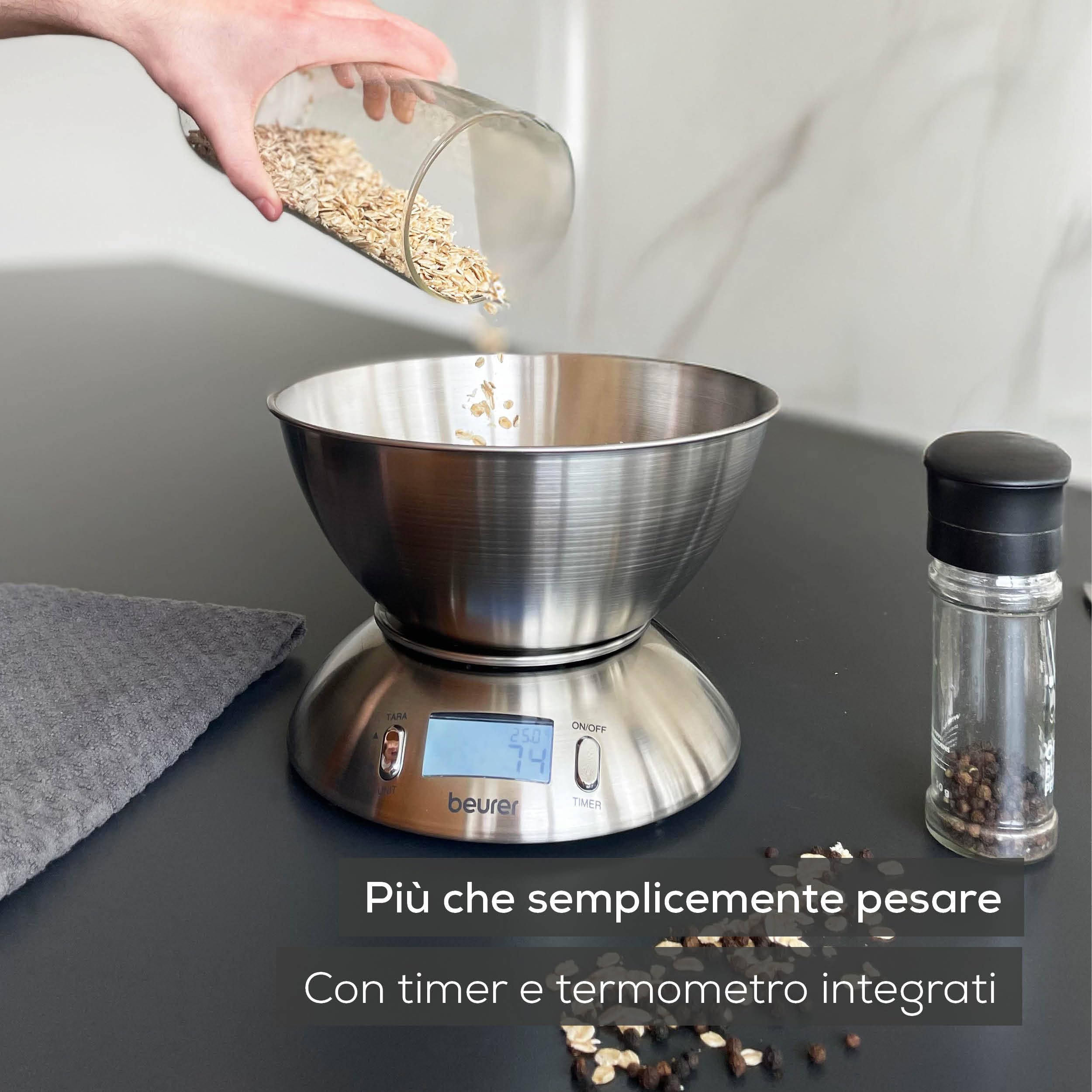 beurer-ks-54-bilancia-da-cucina-con-ciotola-in-acciaio-inox-timer-e-termometro image 2