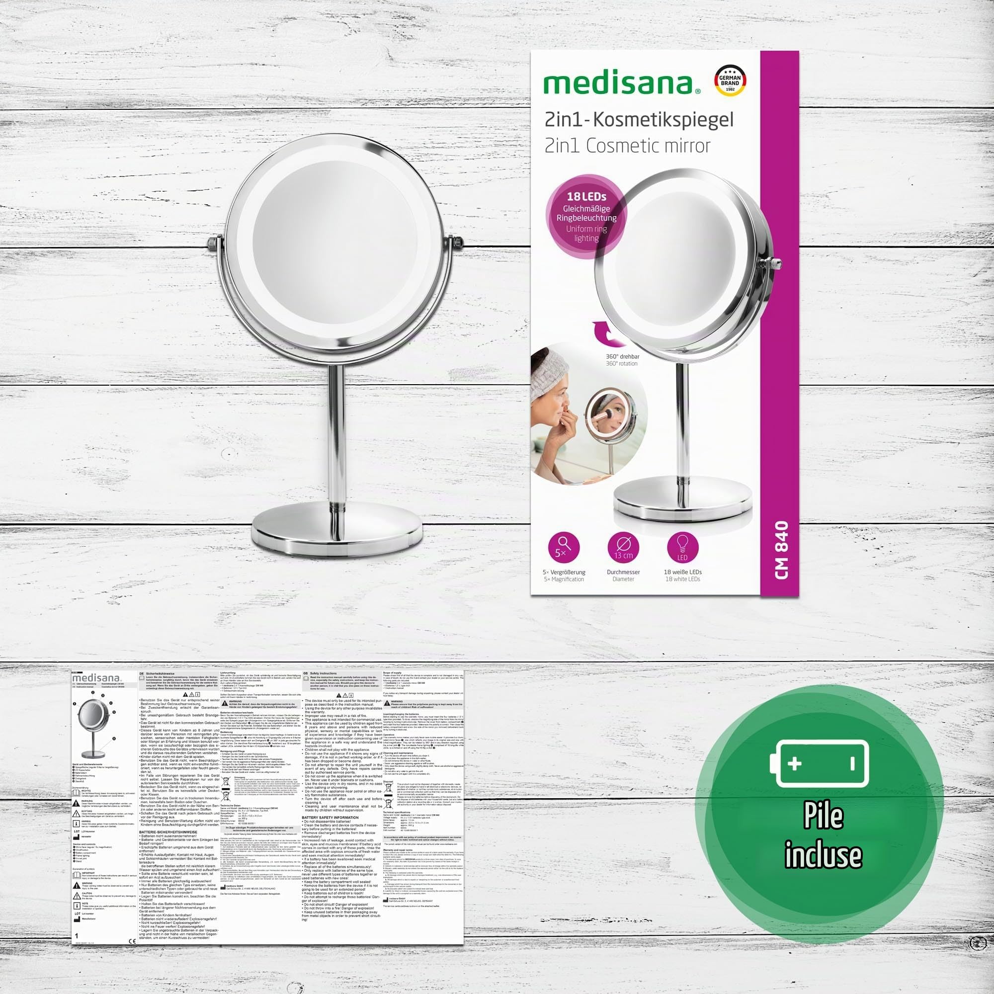 medisana-cm-840-specchio-cosmetico-con-led-e-ingrandimento-5x-doppia-faccia-gire image 6