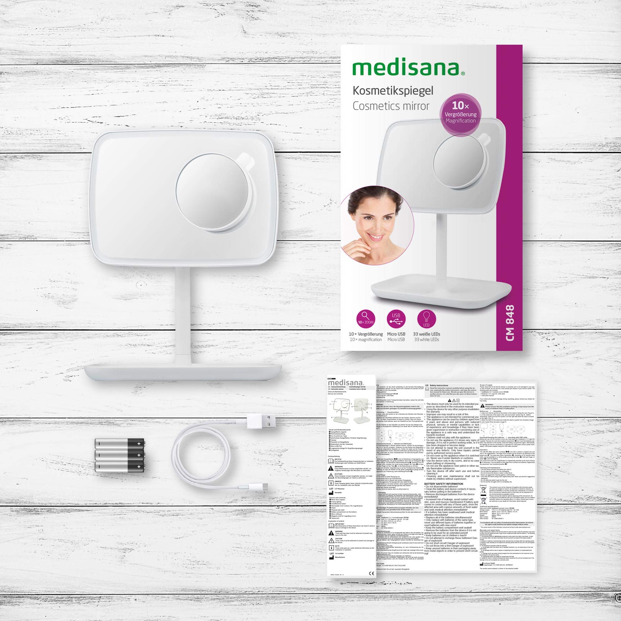 medisana-cm-848-specchio-cosmetico-con-luce-led-dimmerabile-zoom-5x-10x-rotazion image 7