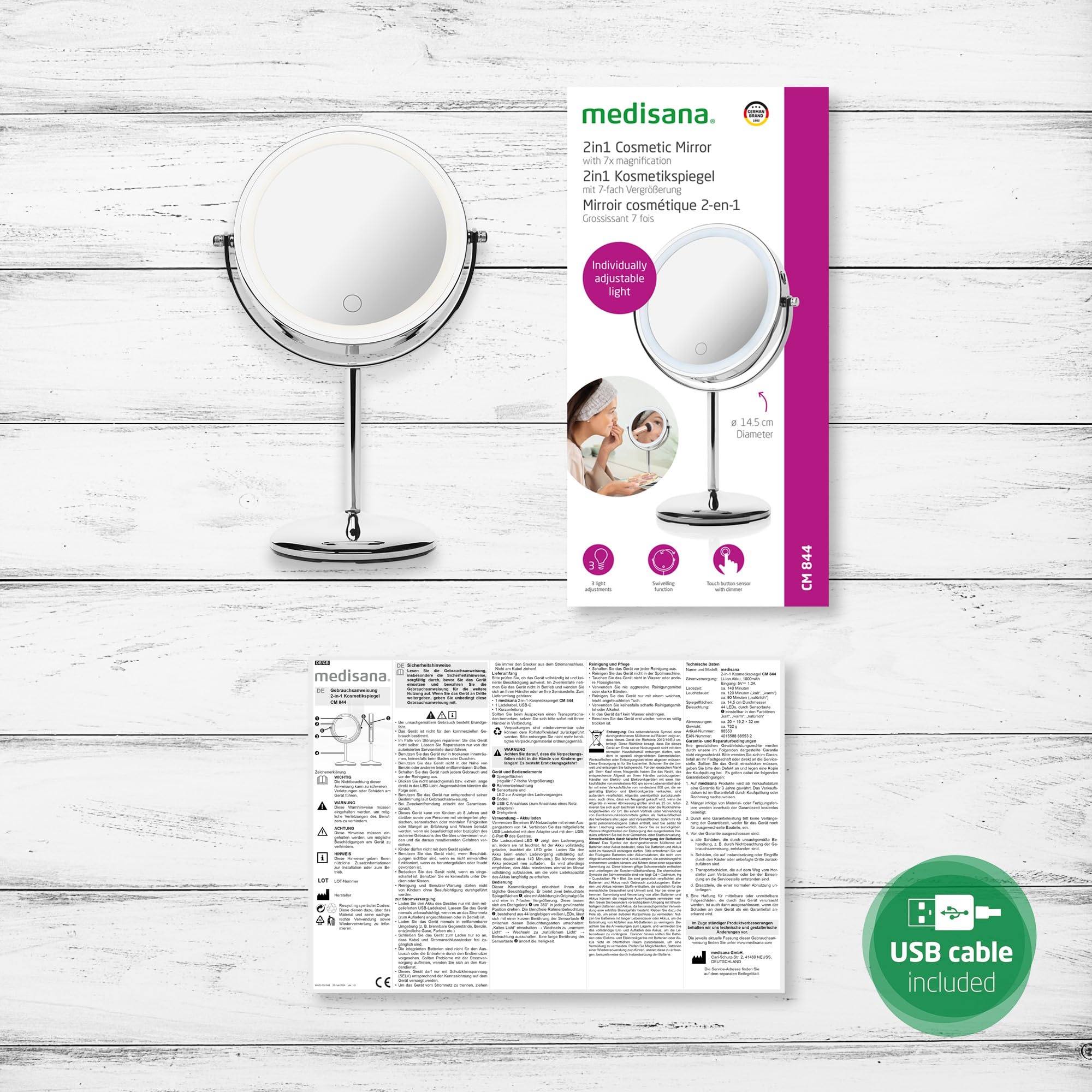 medisana-cm-844-specchio-trucco-con-luce-led-ingrandimento-7x-superfici-rotanti- image 6