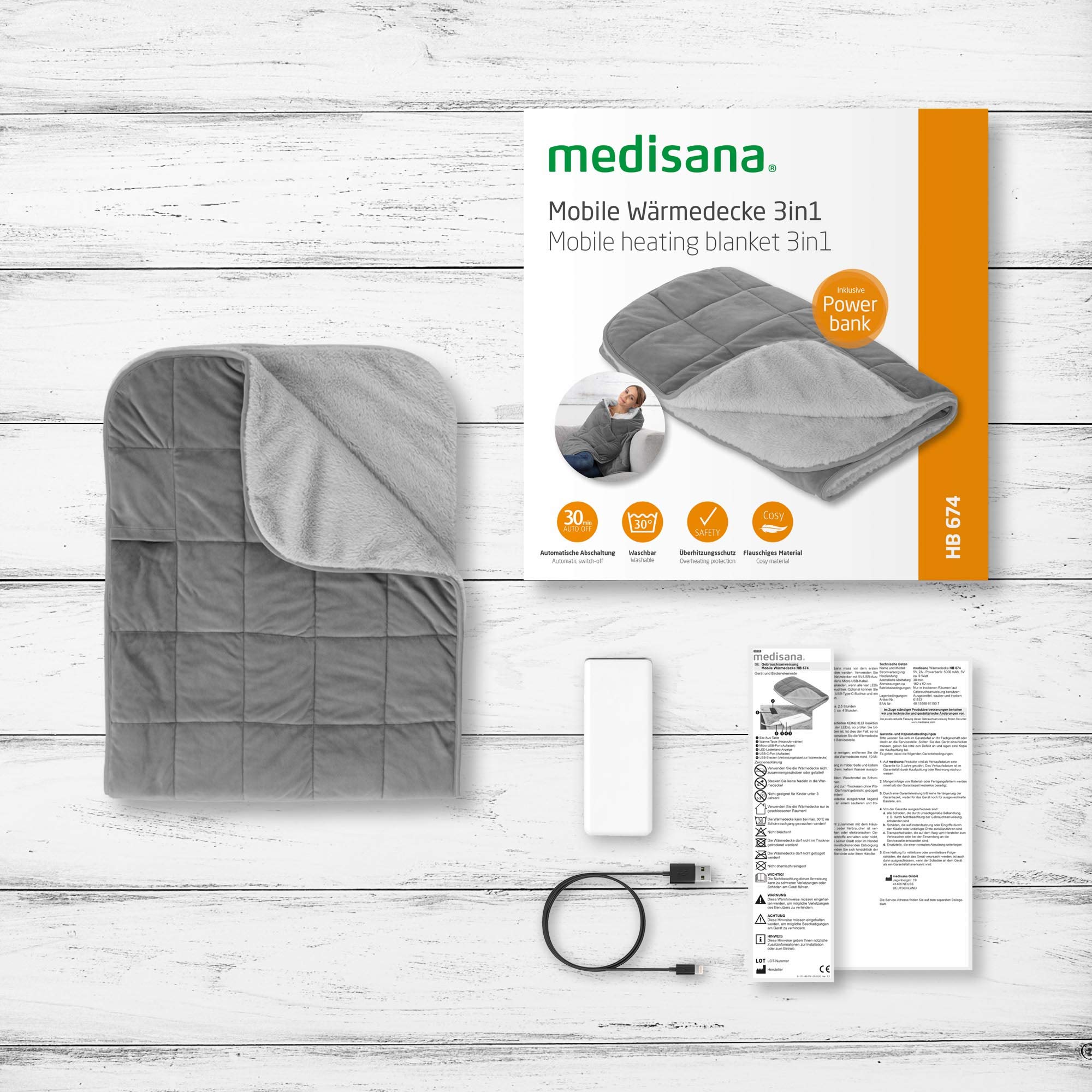 medisana-hb-674-coperta-riscaldata-3in1-trapunta-e-poncho-con-powerbank-lavabile image 7