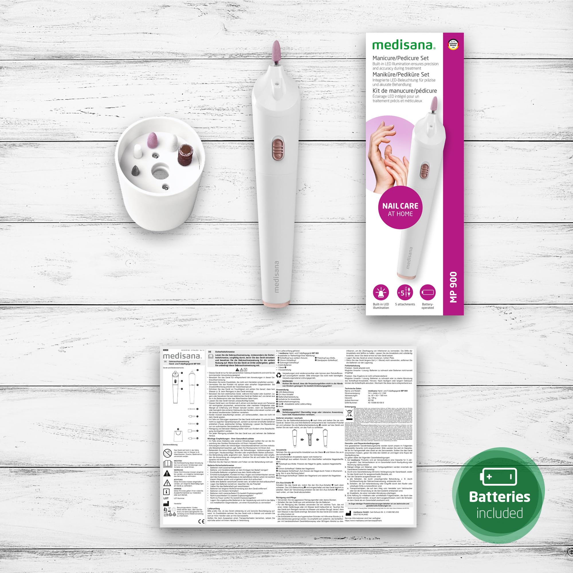 medisana-mp-900-set-elettrico-manicure-e-pedicure-ricaricabile-con-lima-per-ungh image 5