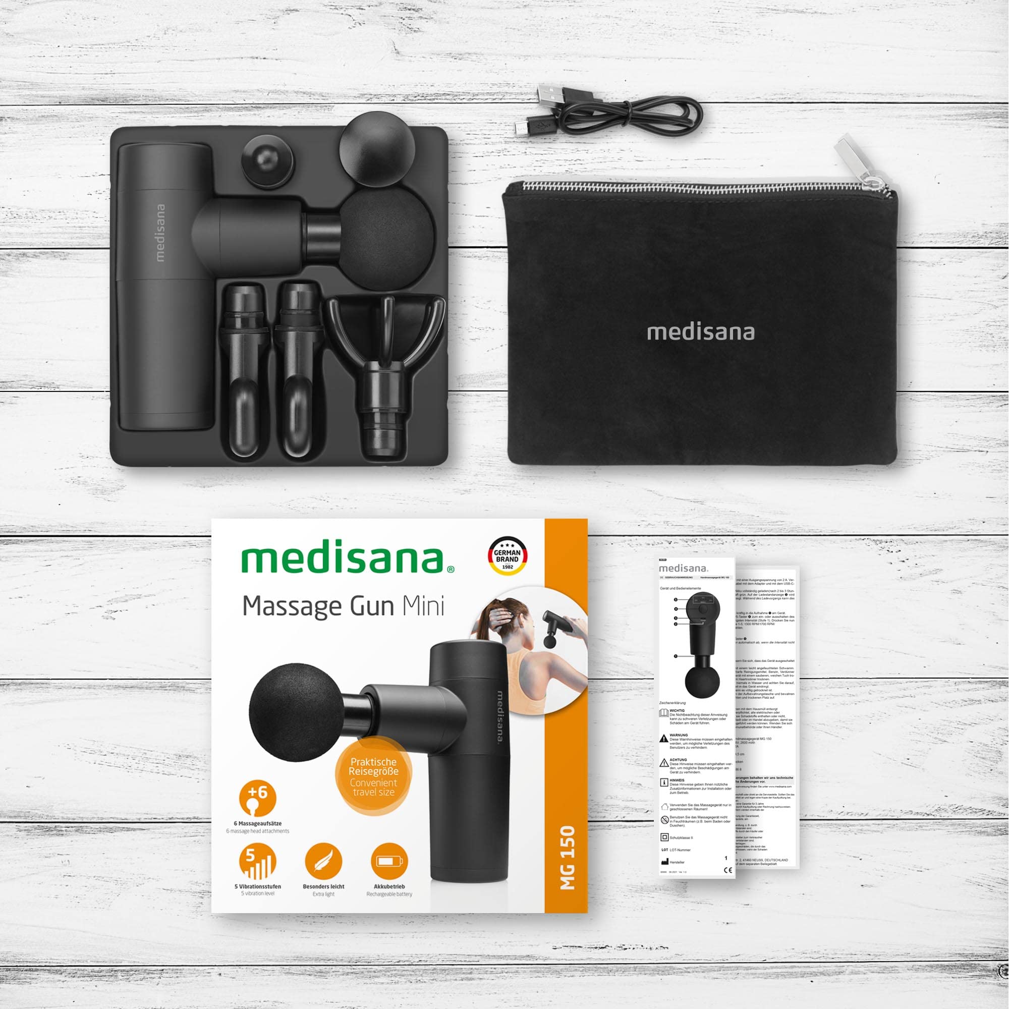 medisana-mg-150-pistola-massaggiante-con-6-teste-e-5-livelli-batteria-2600-mah image 6