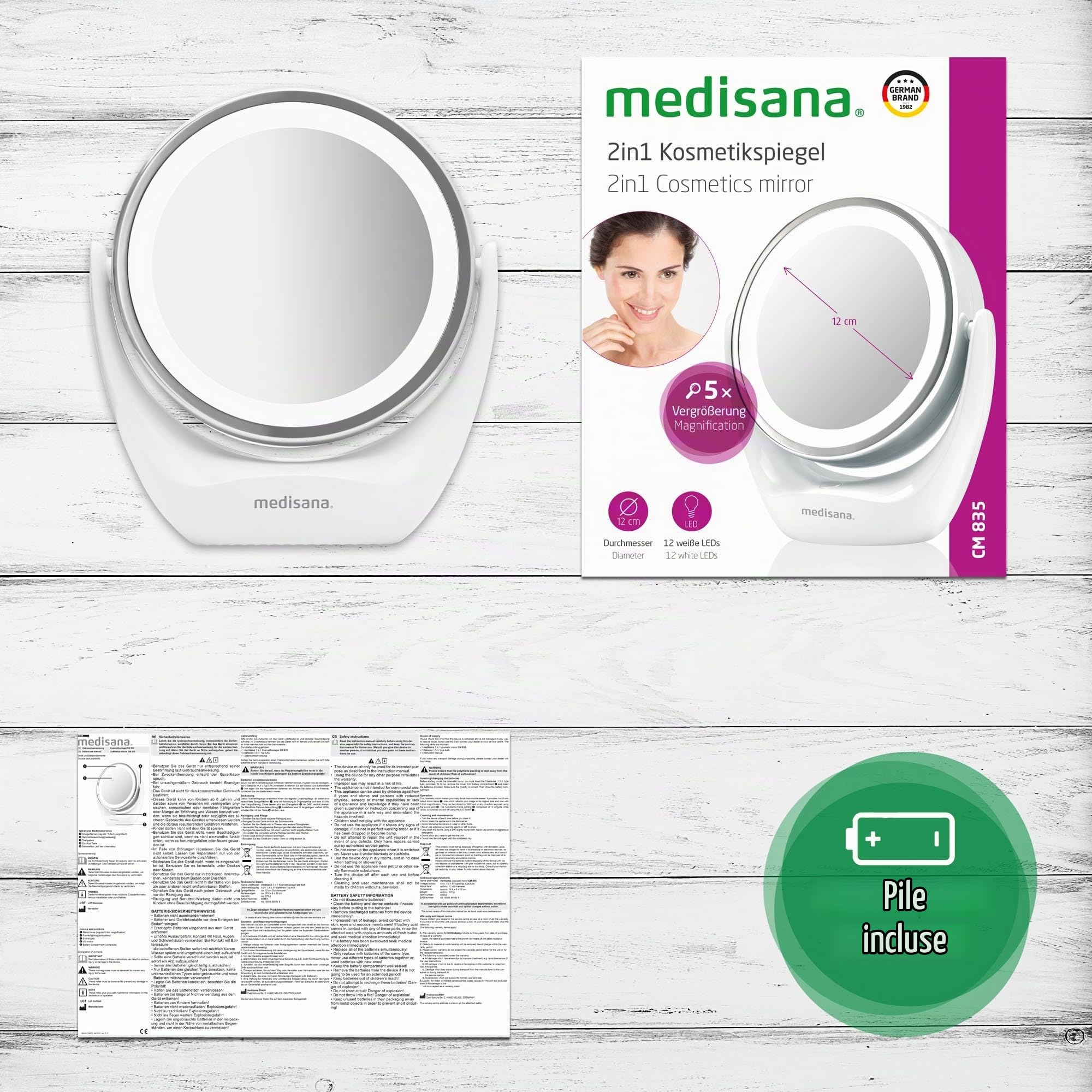 medisana-cm-835-specchio-cosmetico-con-luce-led-ingrandimento-5x-girevole-360 image 6