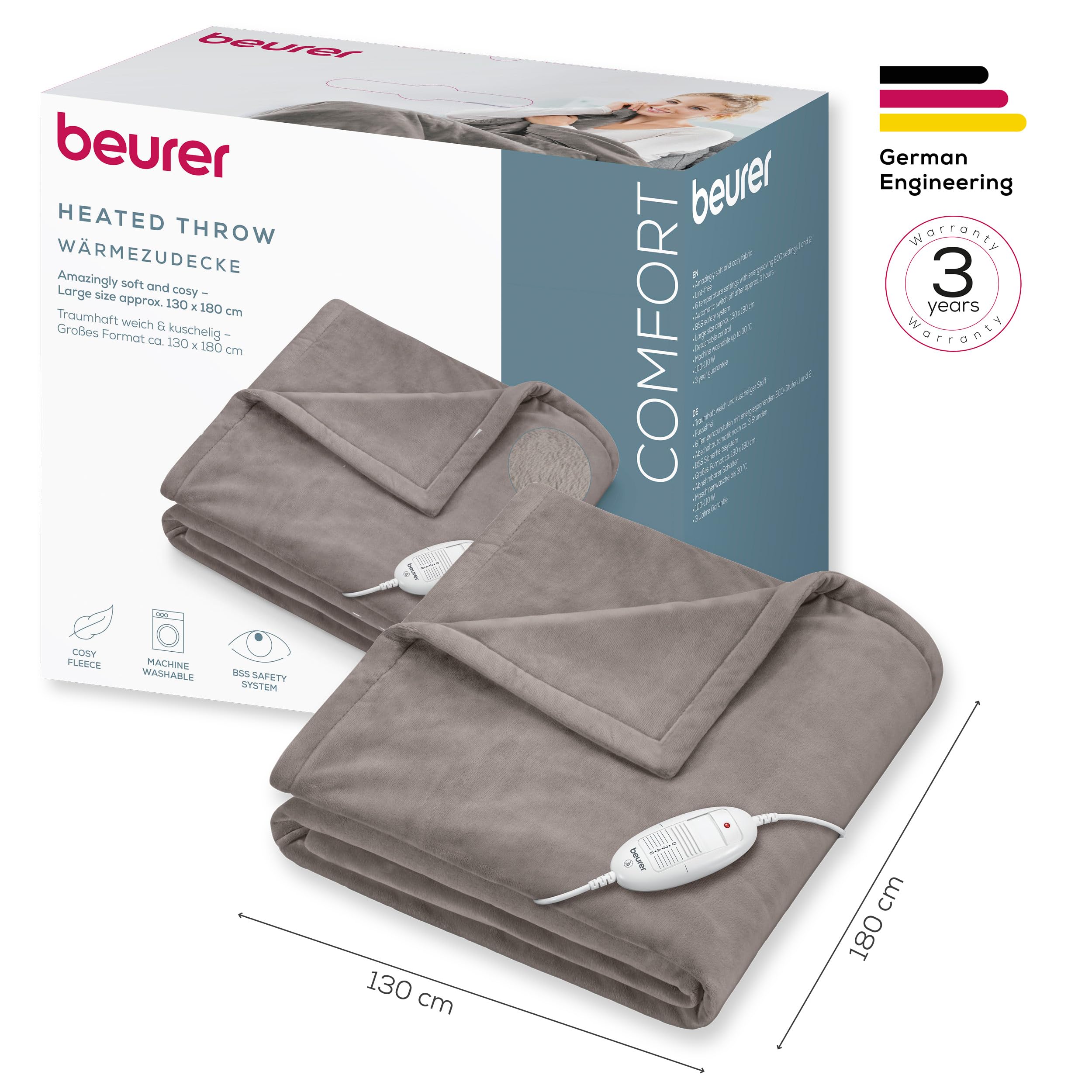 beurer-hd-75-cosy-coperta-elettrica-taupe-6-livelli-di-calore-spegnimento-automa image 7